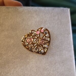 Gold and Pink Heart-Shaped Zipper Pull